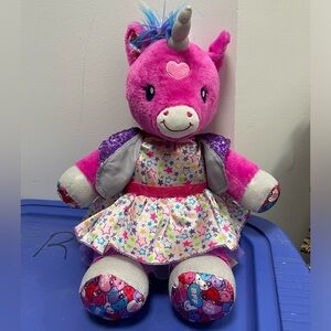 Large Plush Build a Bear Pink Unicorn Stuffed Animal Girl Power BFF XOXO